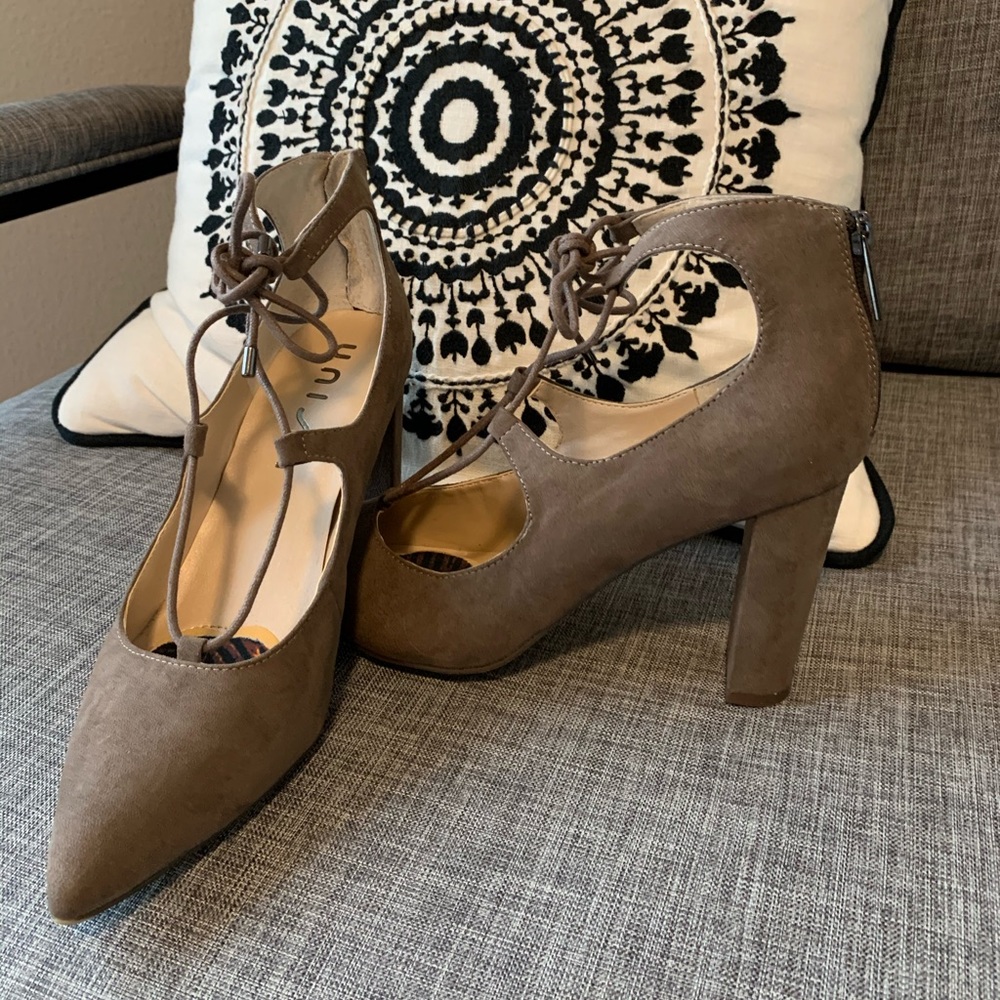Unisa Taupe Lace Up High Heels Size 8